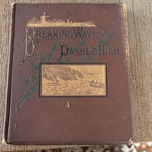 Vintage antique Breaking Waves Dashed High Book with Gold Detailing